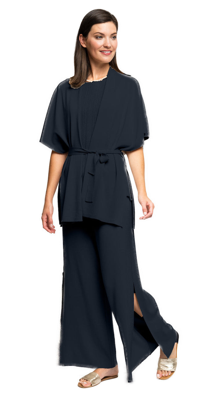 Melinda Belted Dropped Shoulder Cardigan; Dark Navy