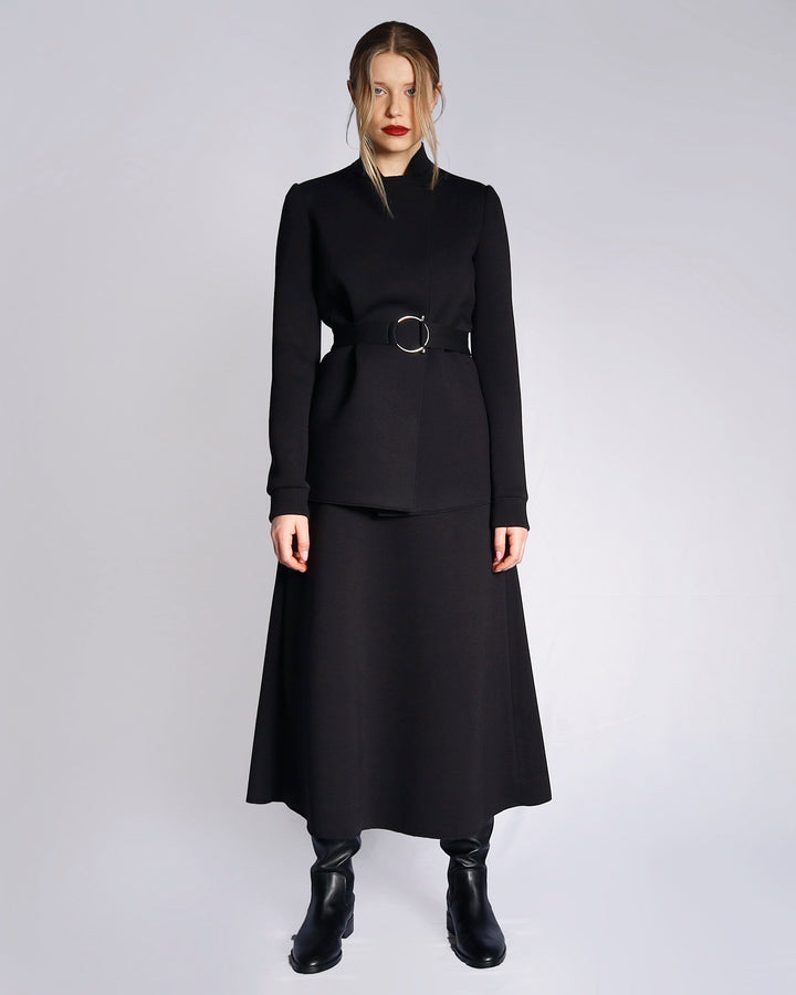 Maison Marie Saint Pierre | Skirt | HUMPHREY | Black | Belt | HAZEL | Black | Jacket | HAKU | Black