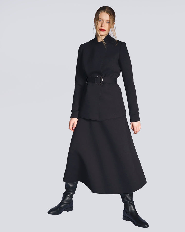 Maison Marie Saint Pierre | Skirt | HUMPHREY | Black | Belt | HAZEL | Black | Jacket | HAKU | Black