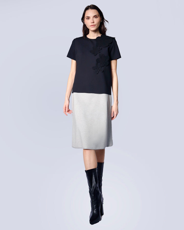 Maison Marie Saint Pierre | Skirt | HOKULANI | Light Grey Mixte | Top | HAILEY | Black