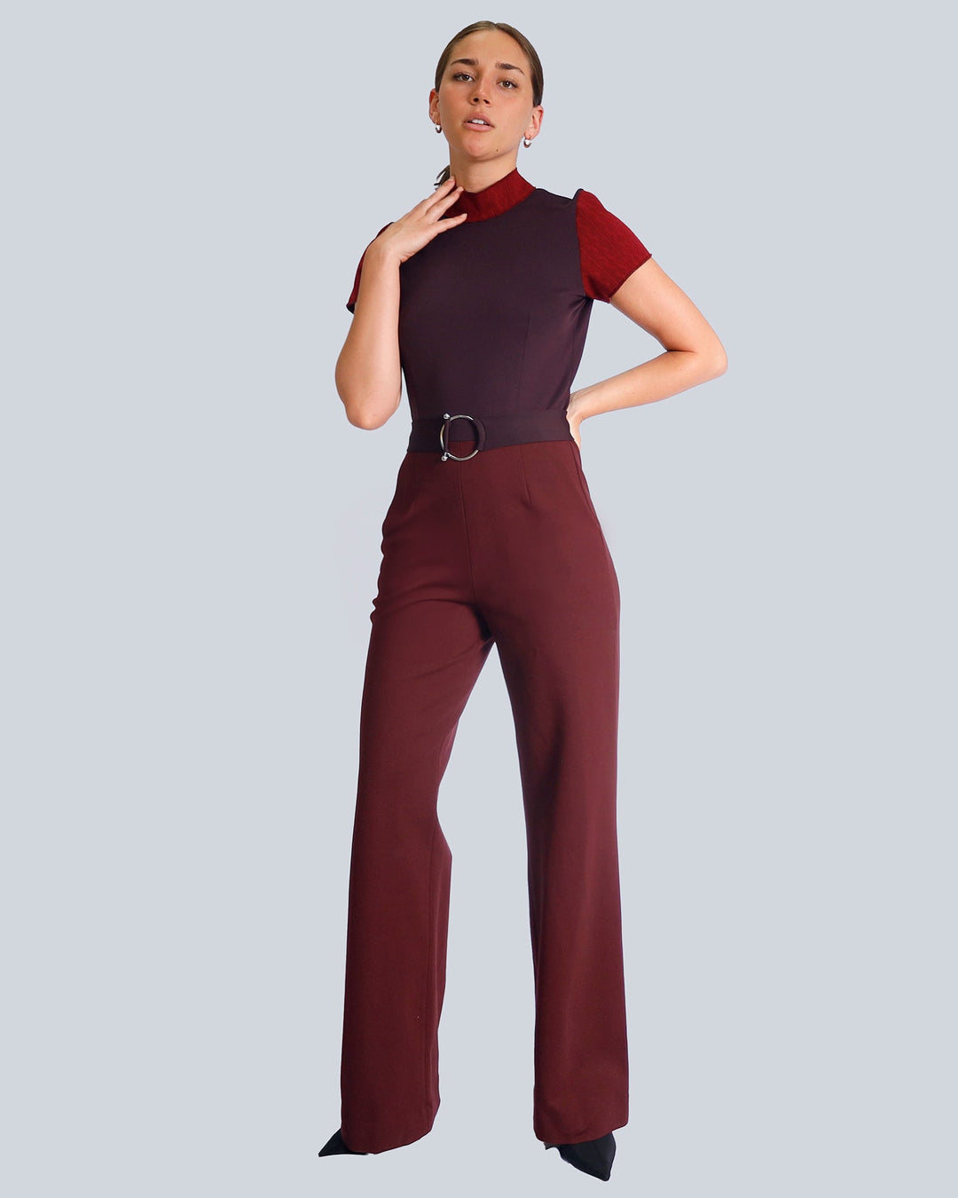 Maison Marie Saint Pierre | Jumpsuit | HEFZIBA | Garnet | Belt | HAZEL4 | Plum