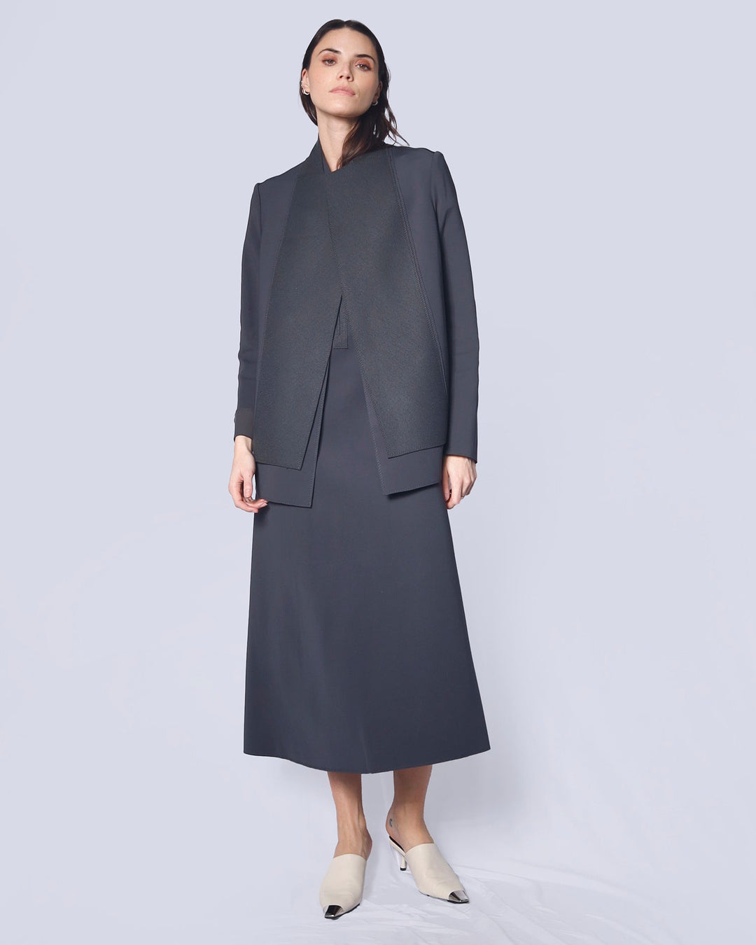 Maison Marie Saint Pierre | Jacket | HILDRED | Dark Charcoal | Dress | HILDA | Dark Charcoal