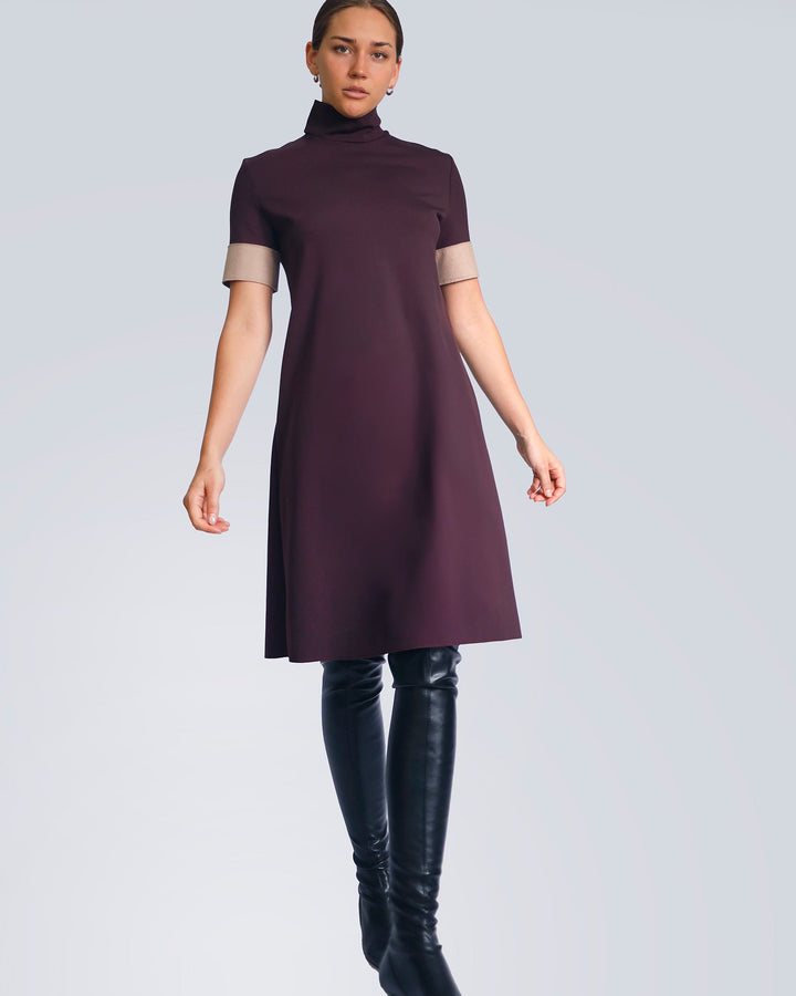 Maison Marie Saint Pierre | Dress | HUXTON | Plum | Camel