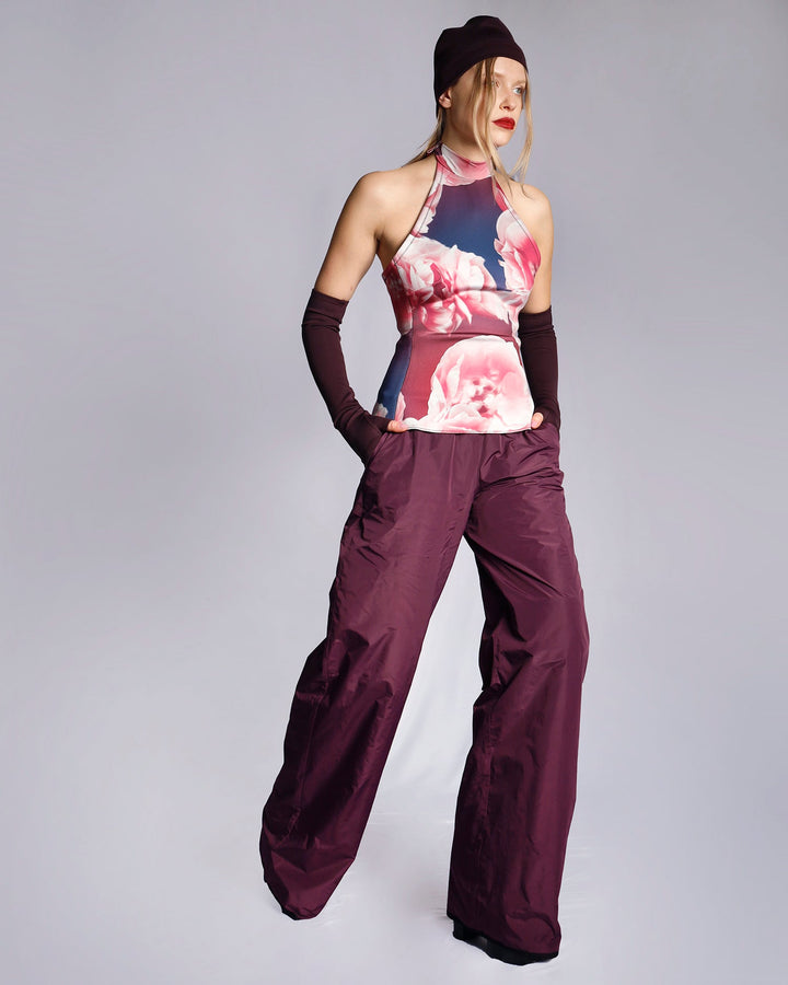 Maison Marie Saint Pierre | Pants | HIDELI | Aubergine | Plum | Gloves | HEZEKI2 | Plum | Top | HONDO | Peonies | Plum | Brooch | HAMELOT3 | Peonies