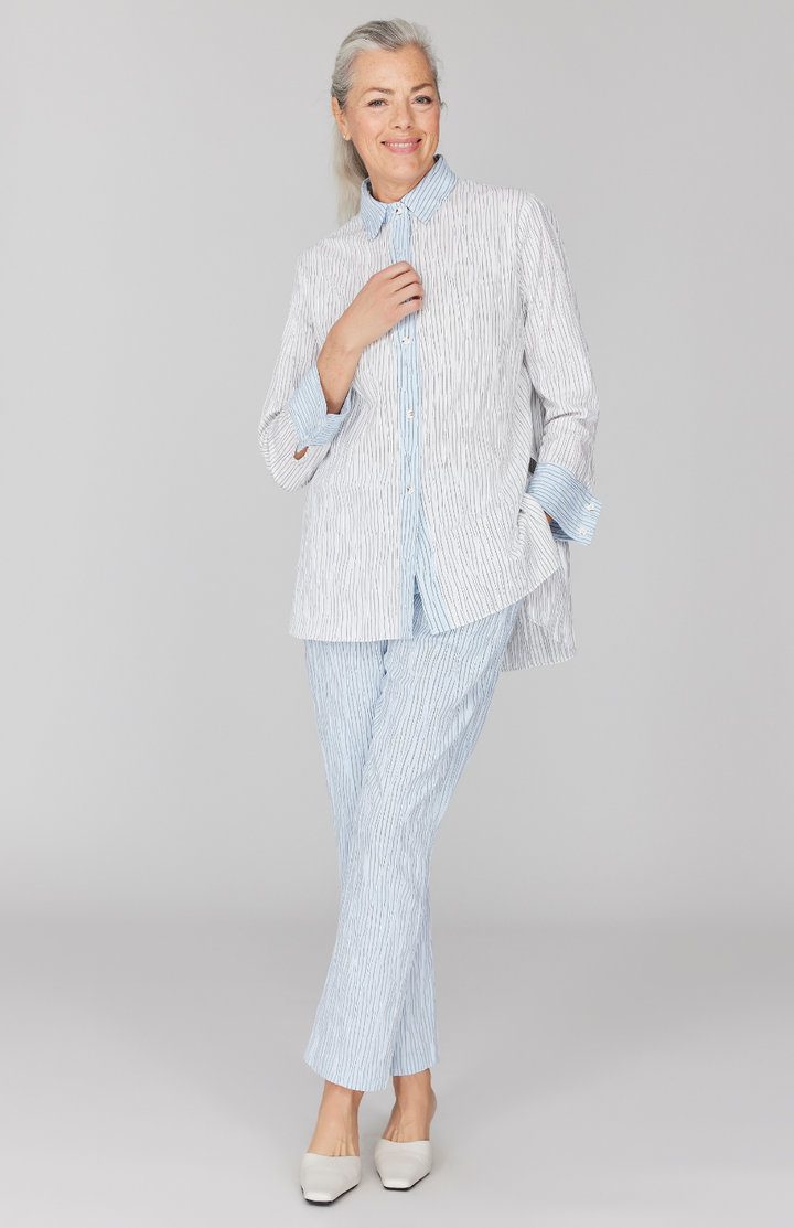 Tucked Pinstripe Narrow Crop Pant w/ Pockets