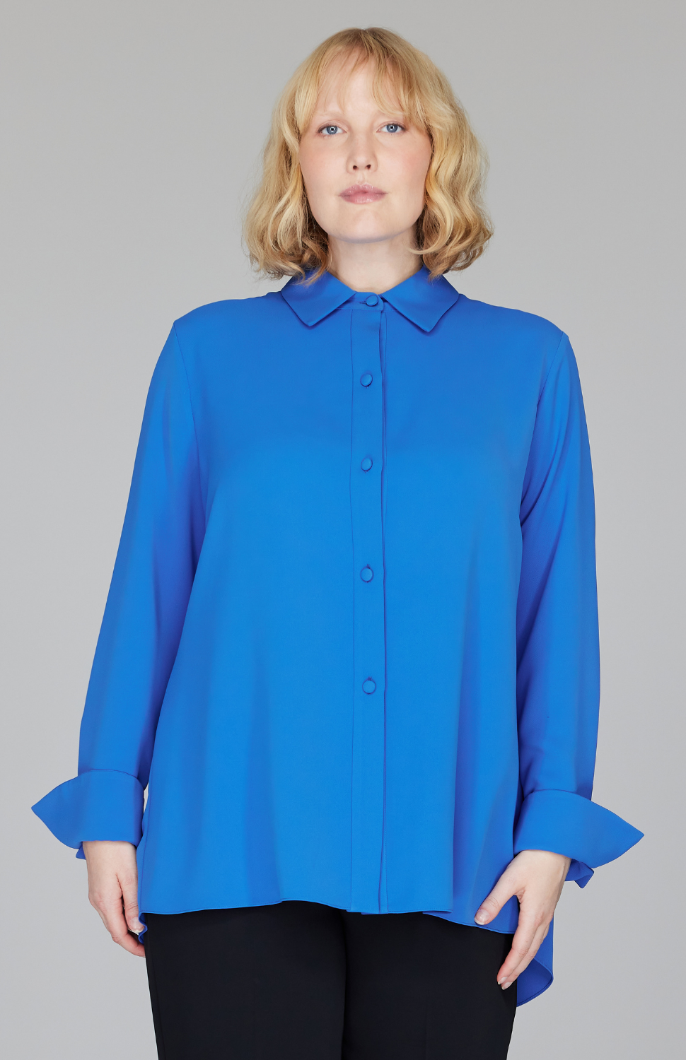 Lustrous Crepe Back Overlap Shirt