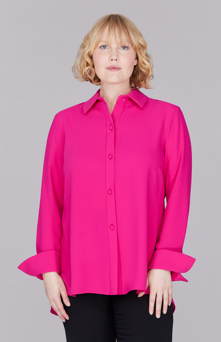 Lustrous Crepe Back Overlap Shirt