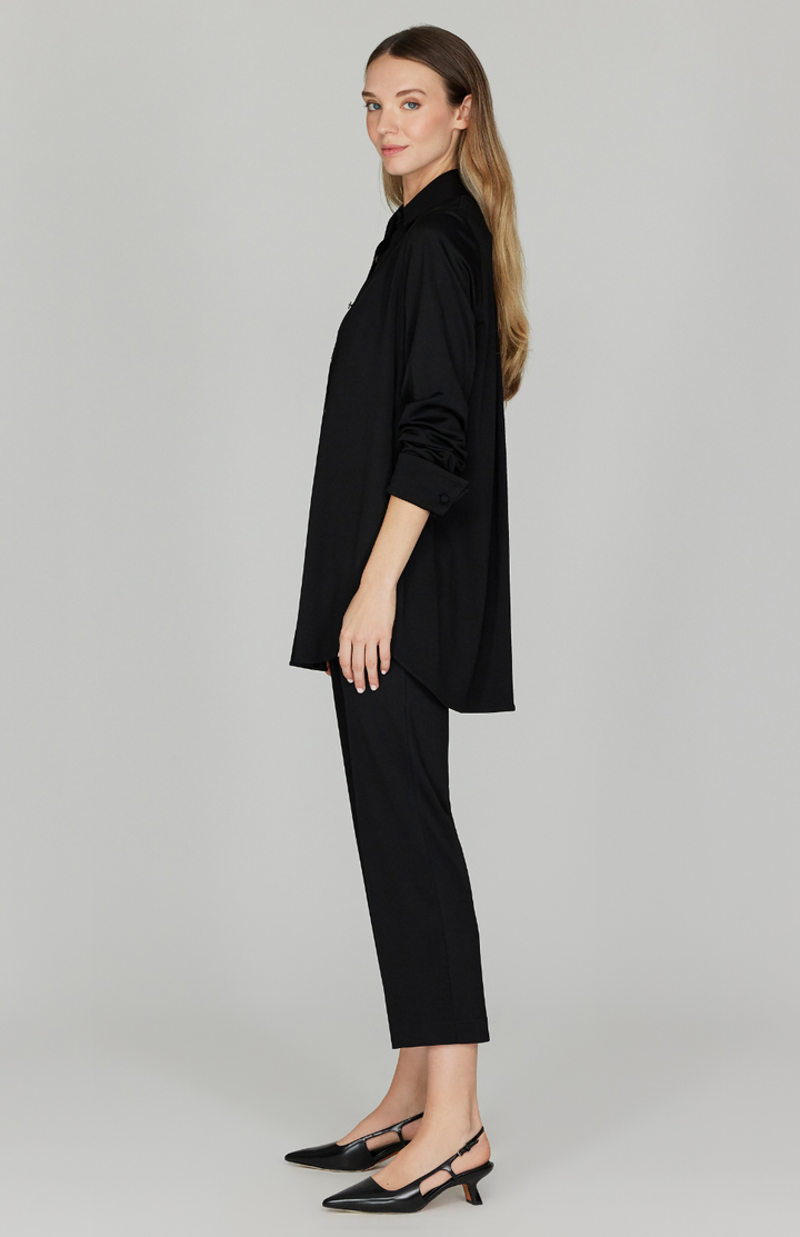 Matte Jersey Oversized Collared Shirt