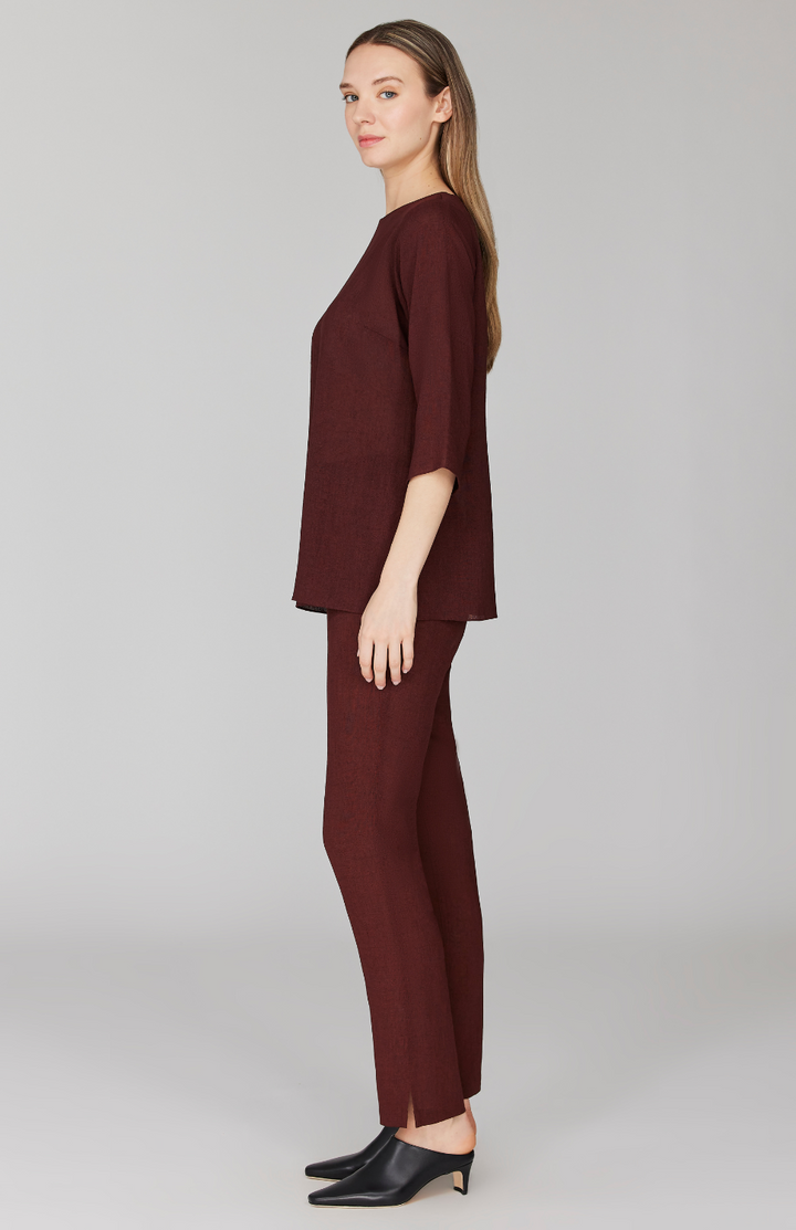 Microlinen Essential Narrow Leg Pant w/Flat Front, Back Elastic, & Slimmest Fit