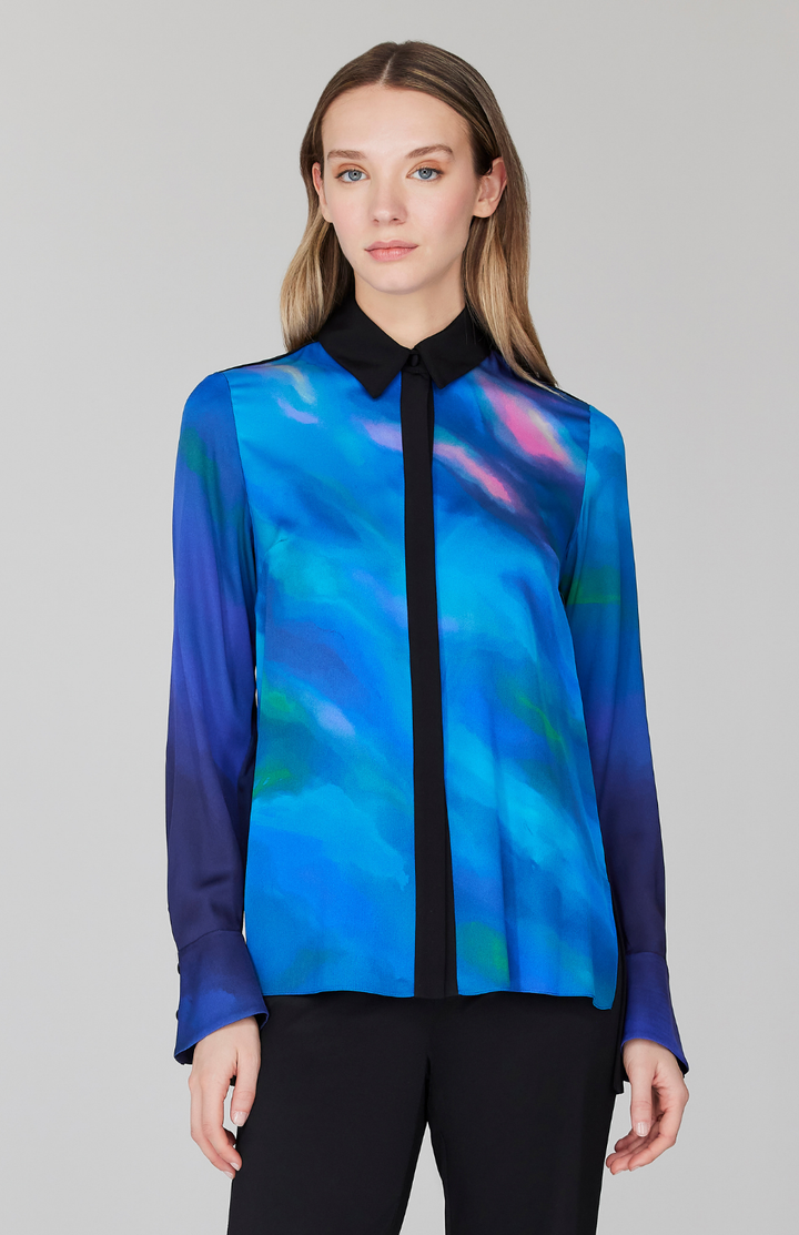 PREORDER Mountainscape Collared Blouse w/ Relaxed Sleeve