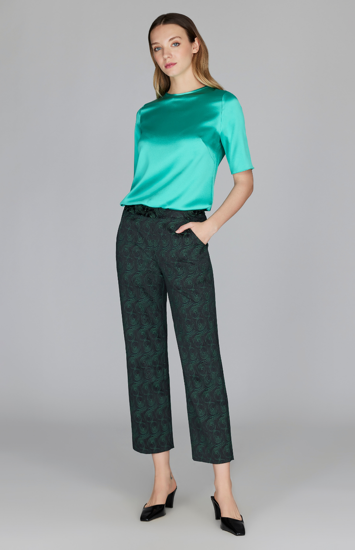 Swirl Jacquard Straight Leg Pant w/ Back Zip