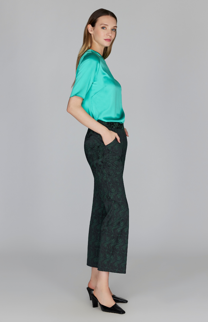 Swirl Jacquard Straight Leg Pant w/ Back Zip