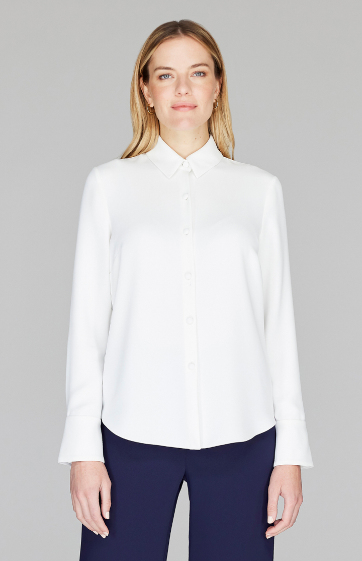 Lustrous Crepe Tailored Button Down Shirt