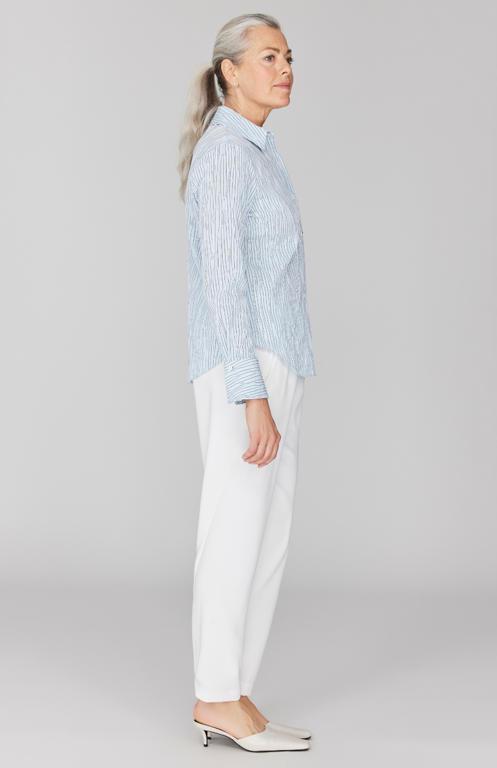 Tucked Pinstripe Tailored Button Down Shirt
