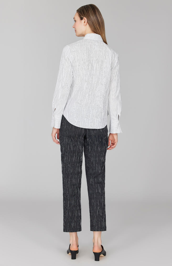 Tucked Pinstripe Tailored Button Down Shirt