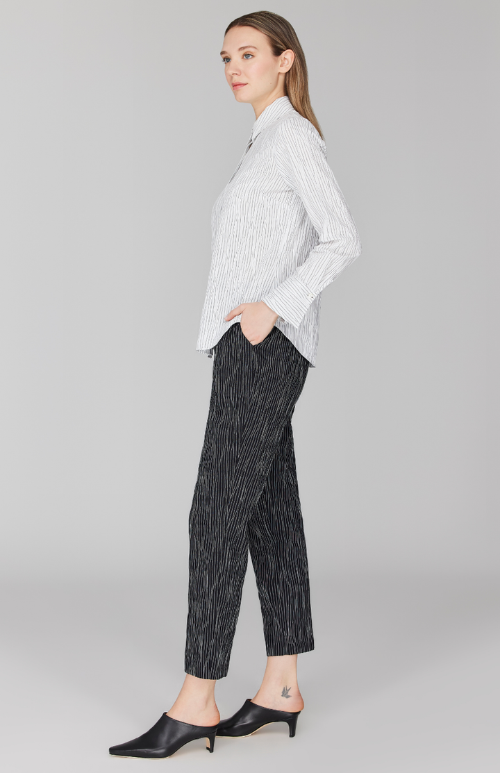Tucked Pinstripe Narrow Crop Pant w/ Pockets