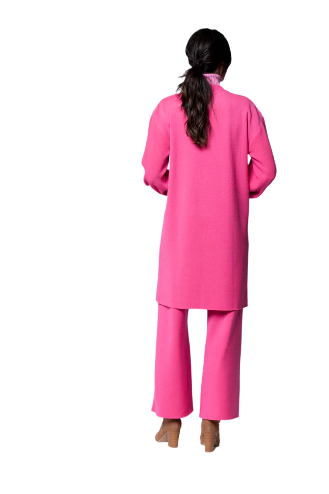 Lora Flat-Knit Car Coat, Barbie Pink