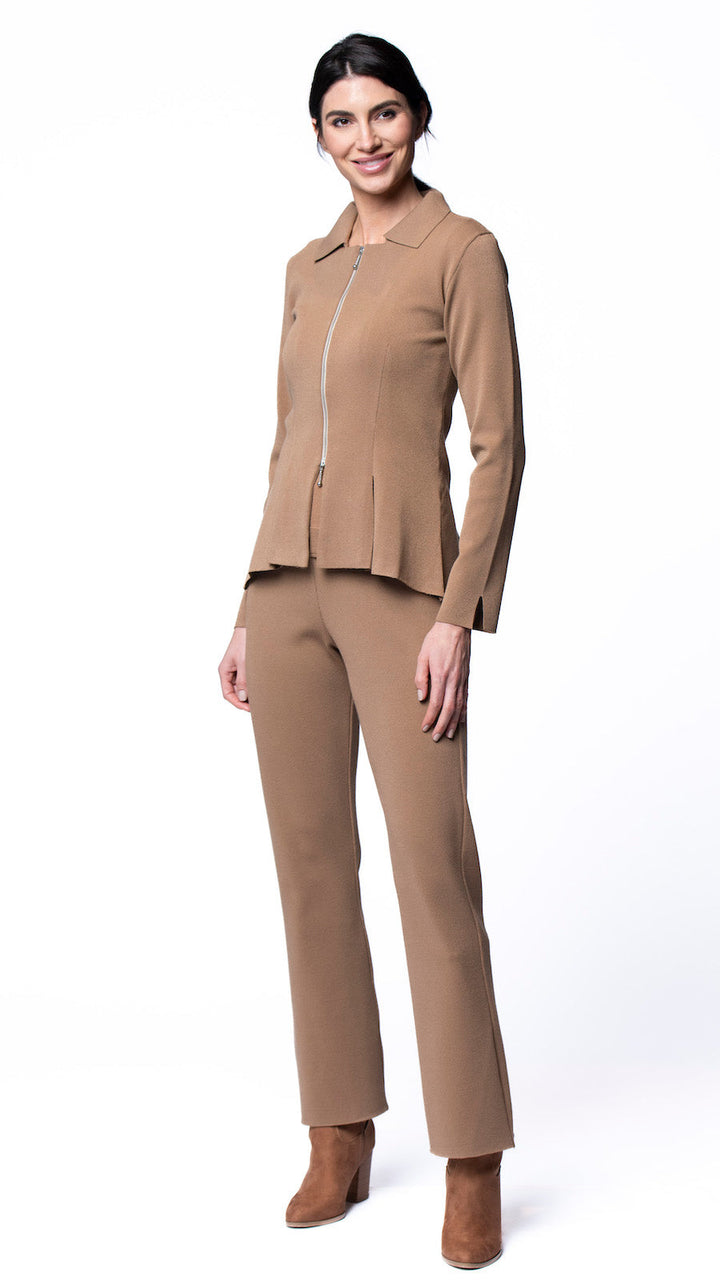 Nikkie Flat-Knit Zip Jacket ; Mocha