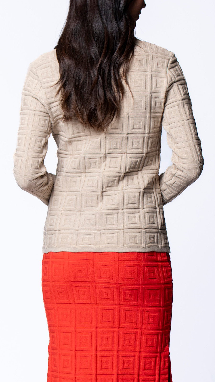 Zoe Square-Detail Knit Jacket ; Mocha