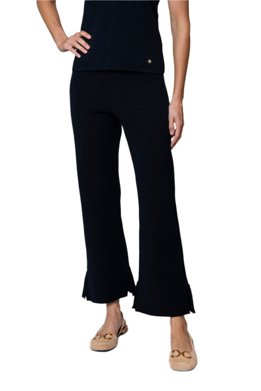 Siena Milano-Knit Ankle-Length Flare Pants; Dark Navy