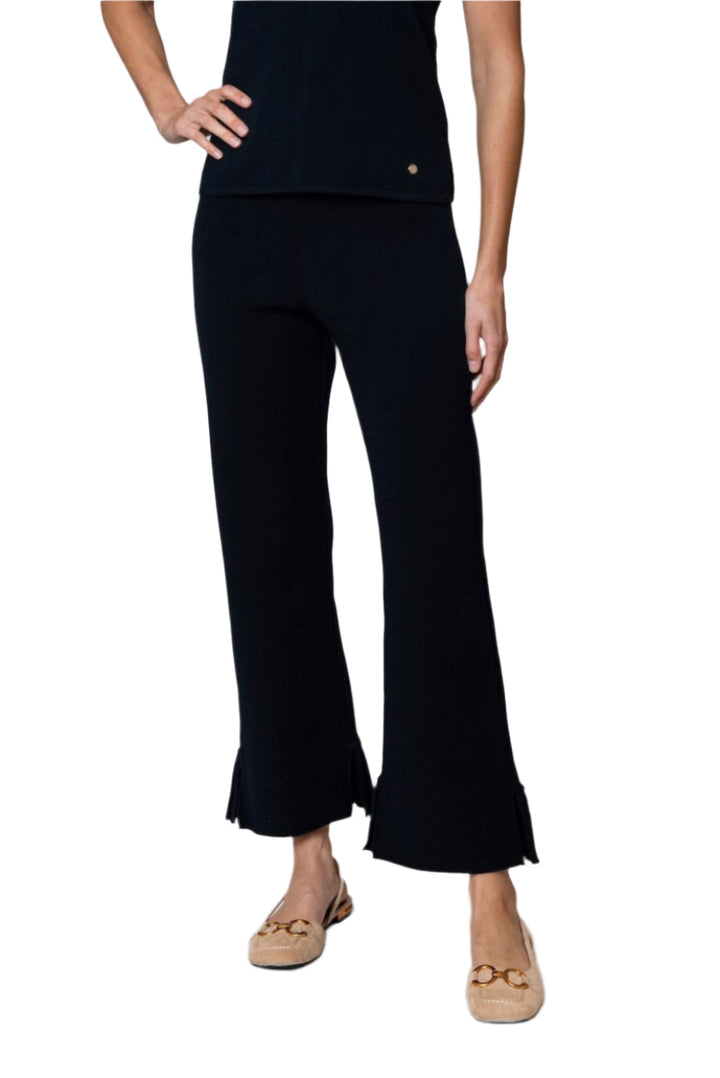 Siena Milano-Knit Ankle-Length Flare Pants; Dark Navy