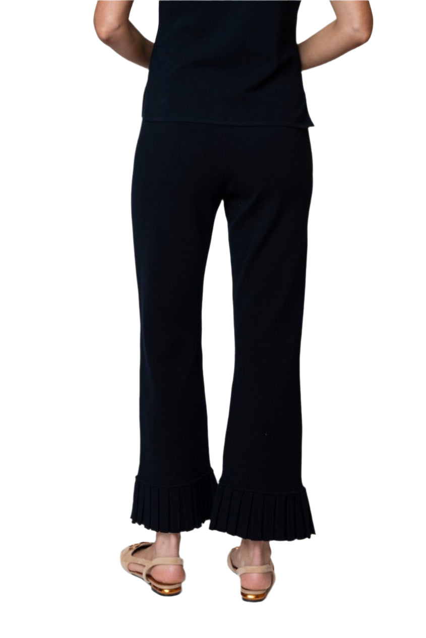 Siena Milano-Knit Ankle-Length Flare Pants; Dark Navy