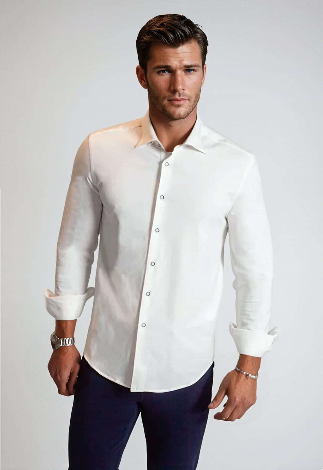 Buki + CINQO Single Shot Button Front Shirt, White - Buki