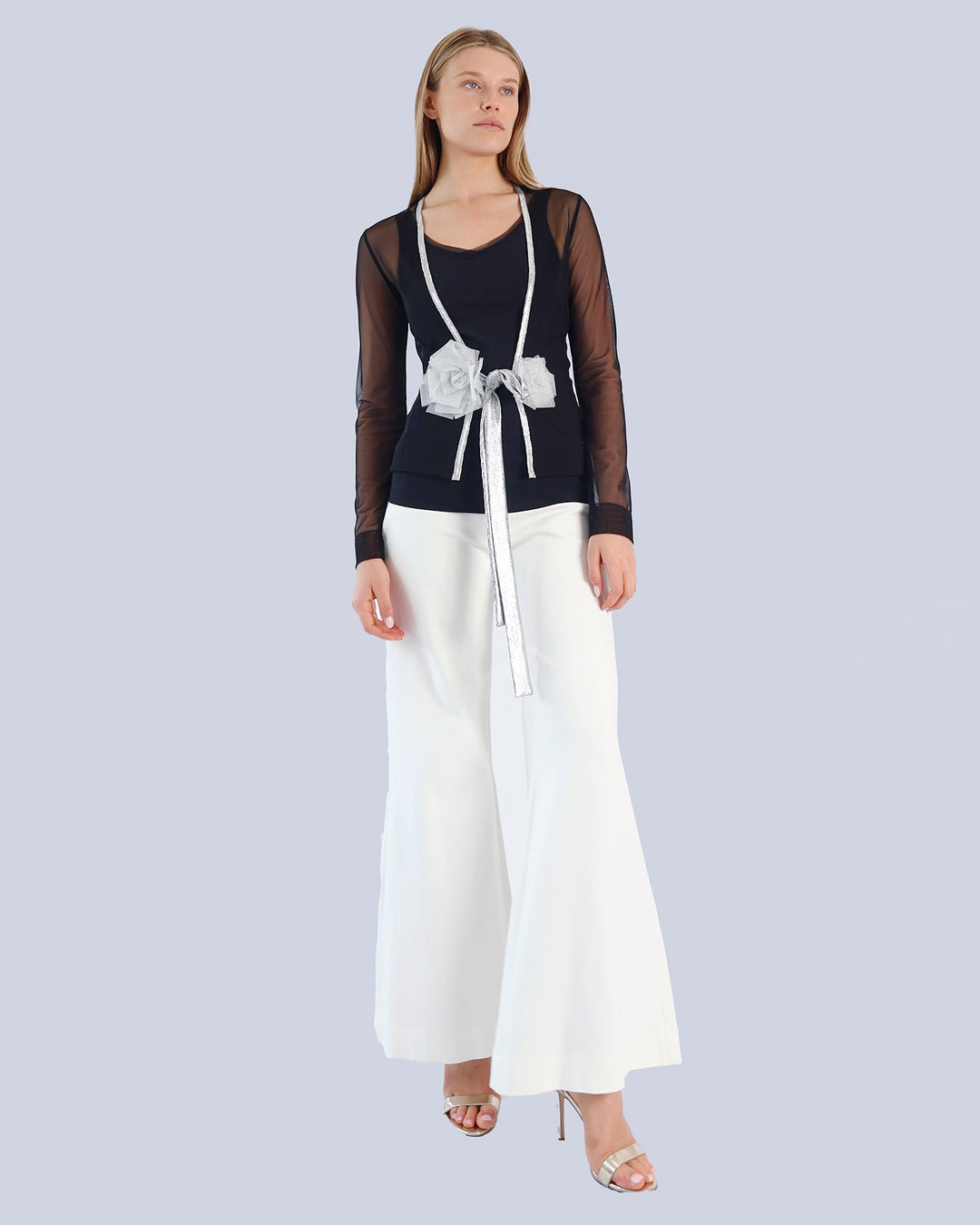 Maison Marie Saint Pierre | Top | KEBIR | Black | Cardigan | LORENZA | Black | Silver | Pants | AVALON2 | White