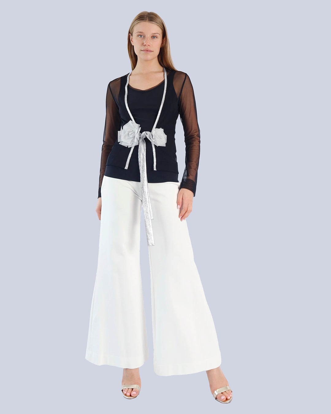 Maison Marie Saint Pierre | Top | KEBIR | Black | Cardigan | LORENZA | Black | Silver | Pants | AVALON2 | White