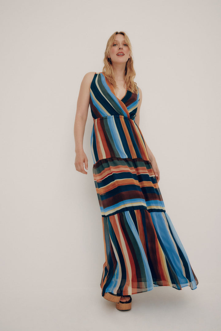 Multi stripes long dress