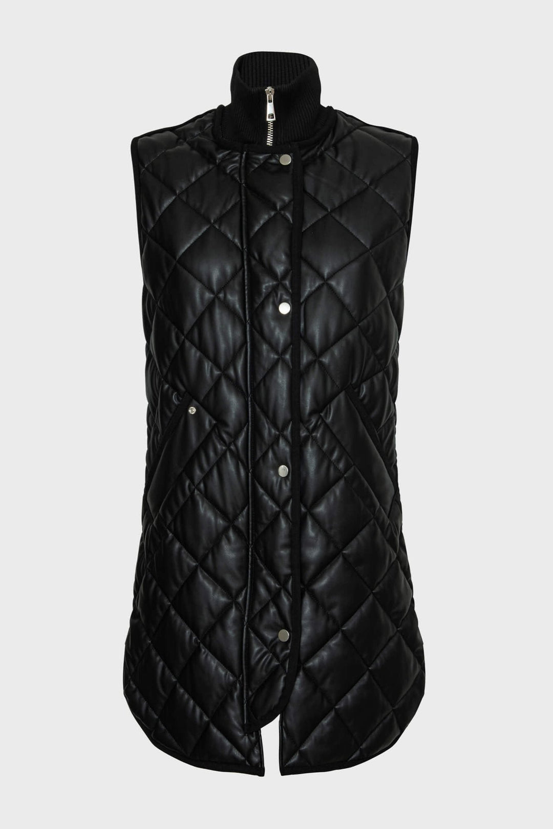 Destiny Quilted Full Zip Vegan Leather Vest w/ Side Zipper