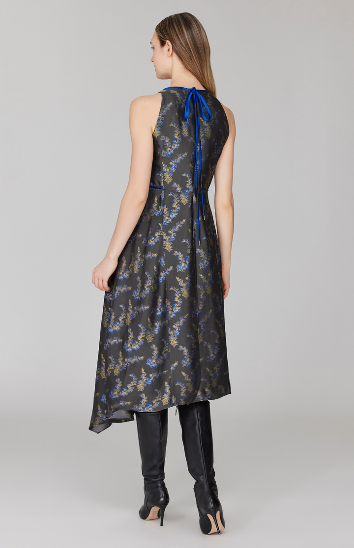 PREORDER Feather Jacquard Asymmetric Fit & Flare Dress