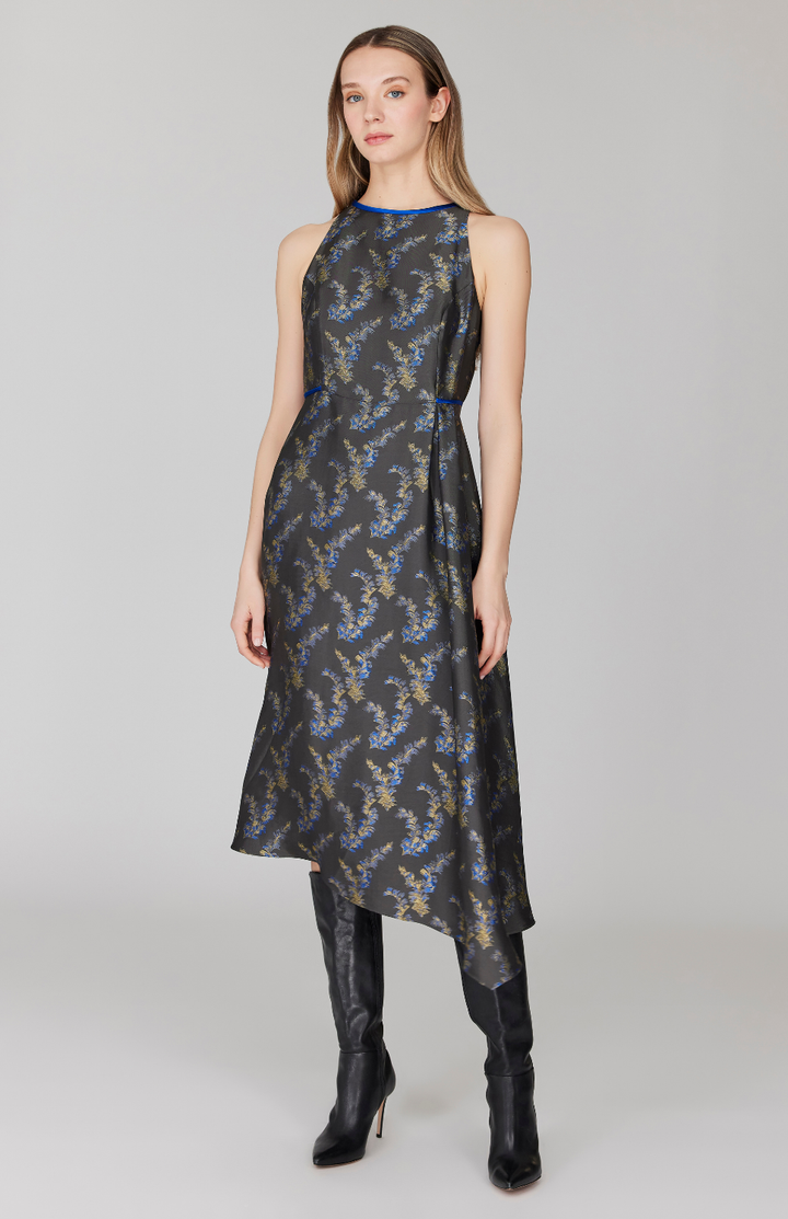 PREORDER Feather Jacquard Asymmetric Fit & Flare Dress