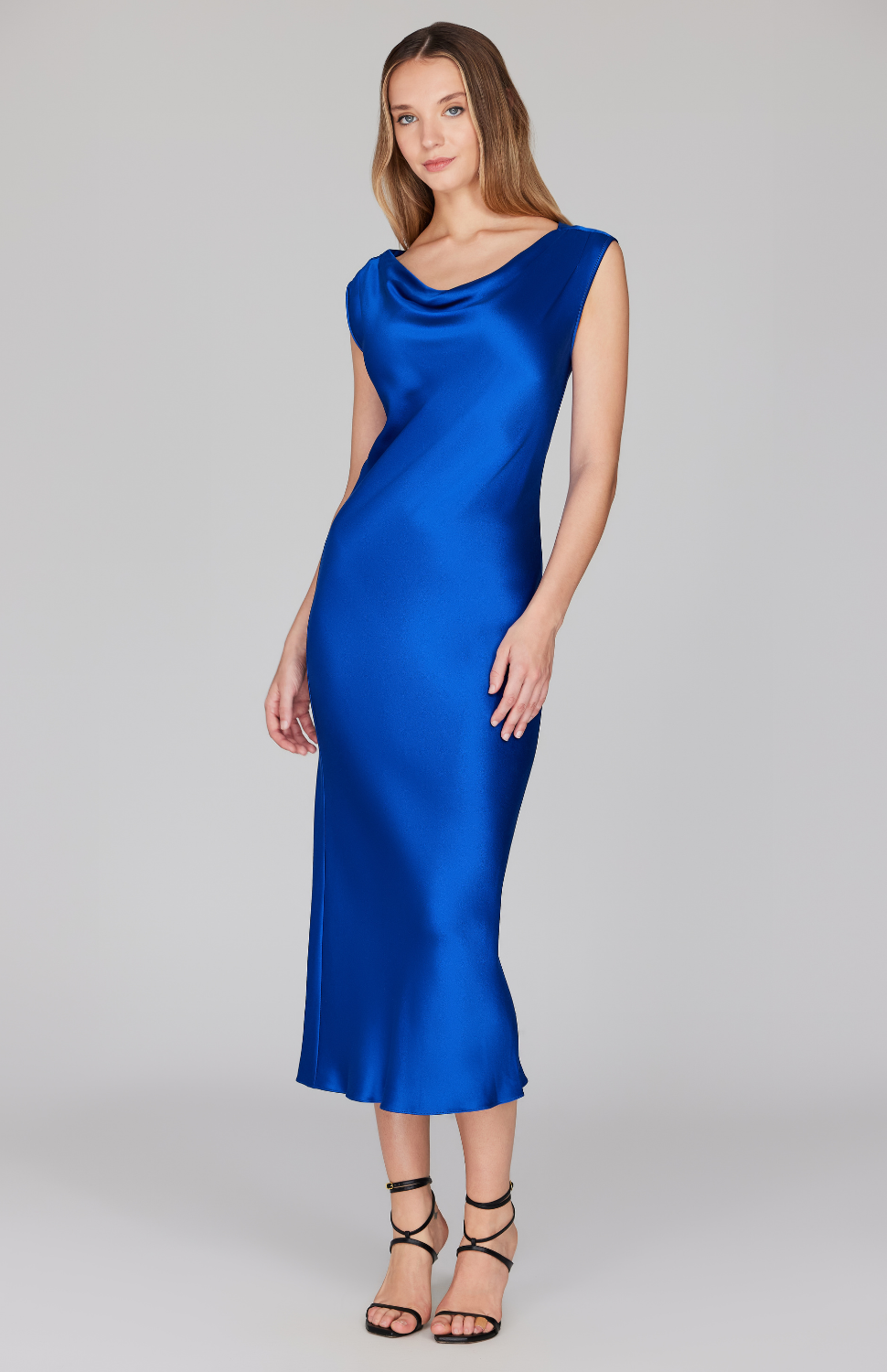 Satin Drape Front & Back Bias Dress