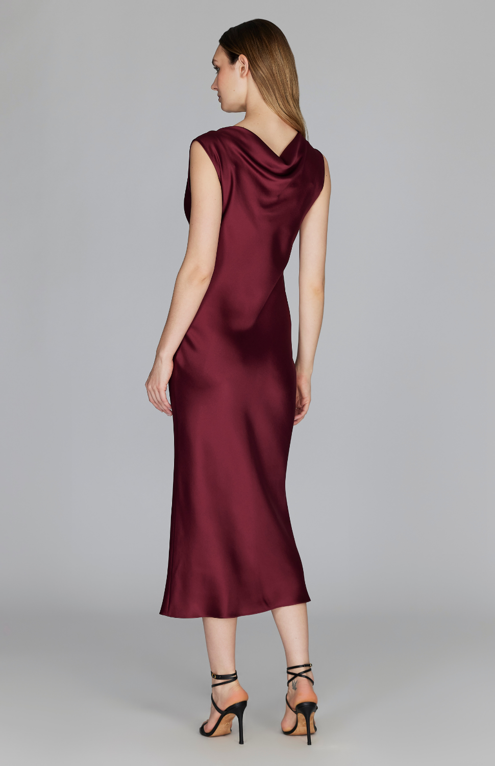 Satin Drape Front & Back Bias Dress