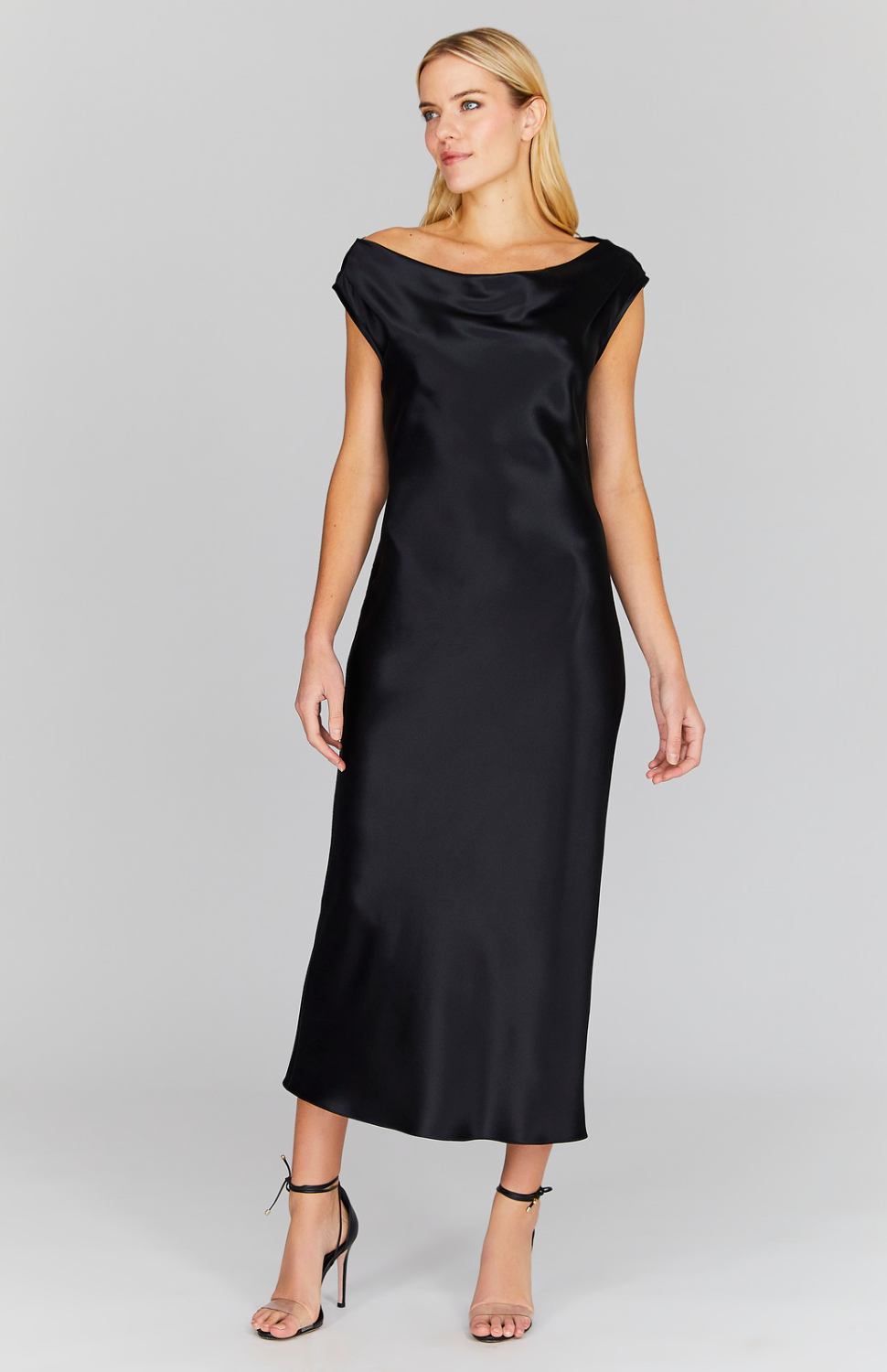 Satin Drape Front & Back Bias Dress