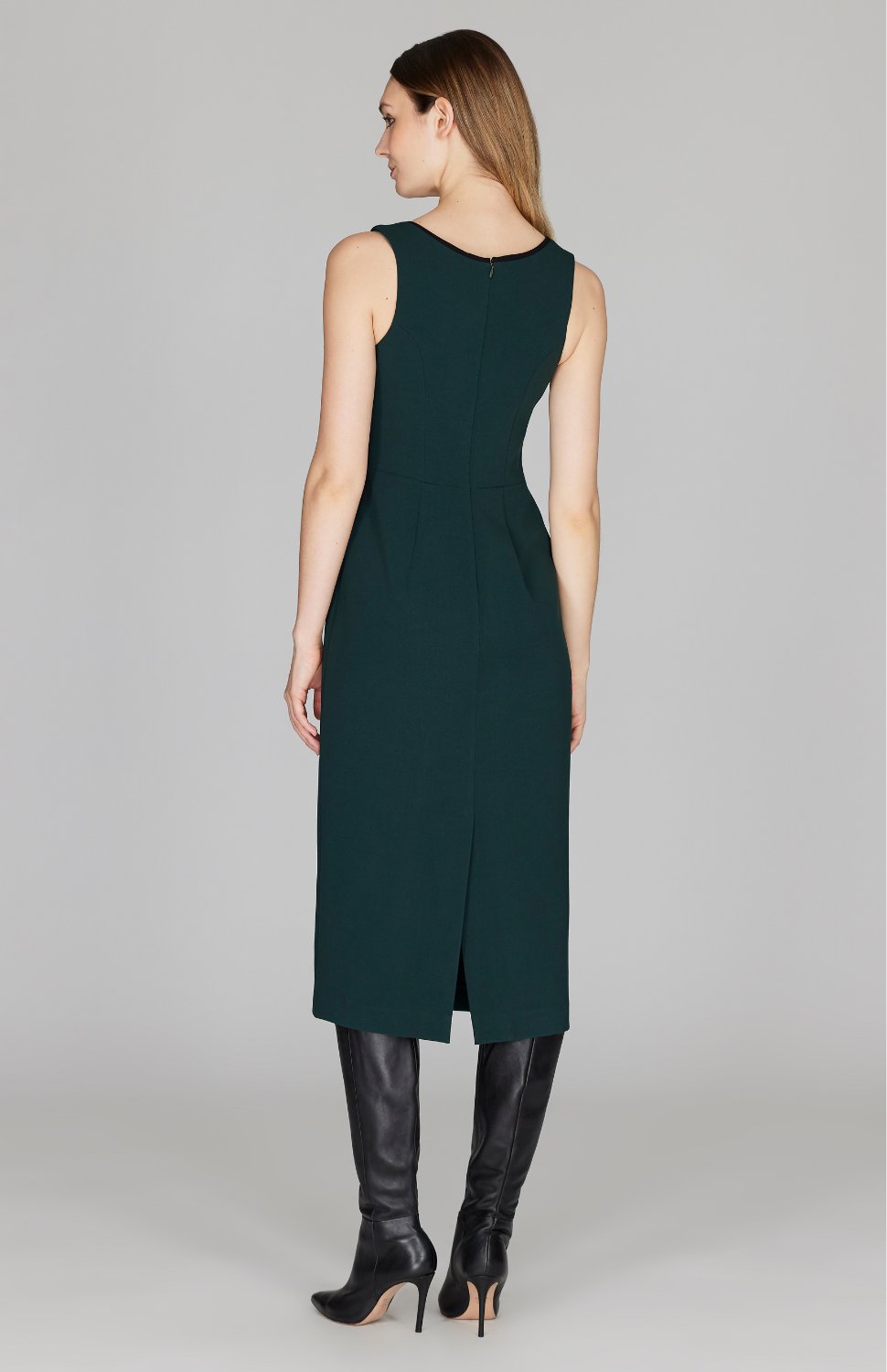 Double Face Color Block Sleeveless Fitted Dress