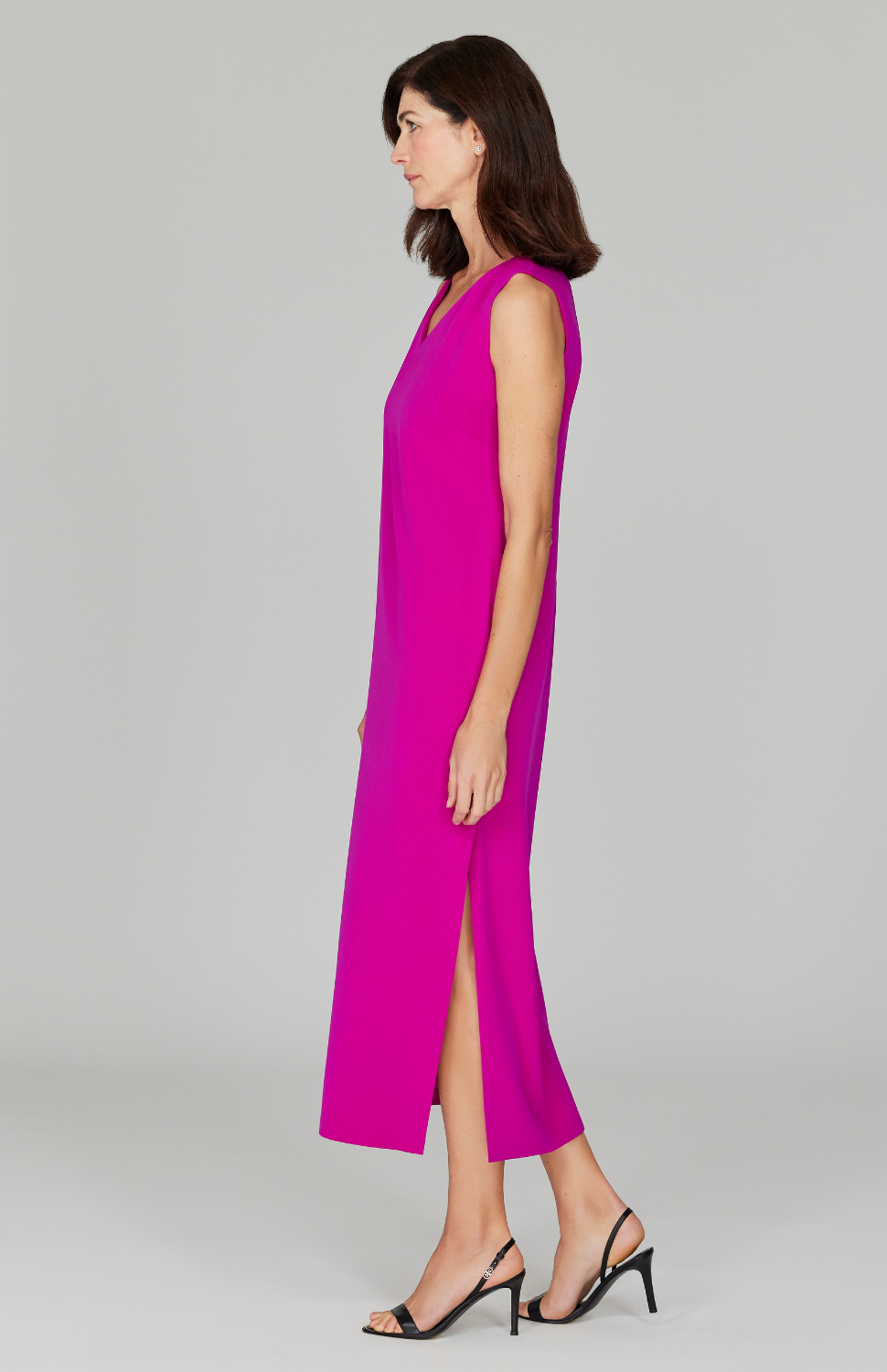 Silk Sleeveless V Neck Gown