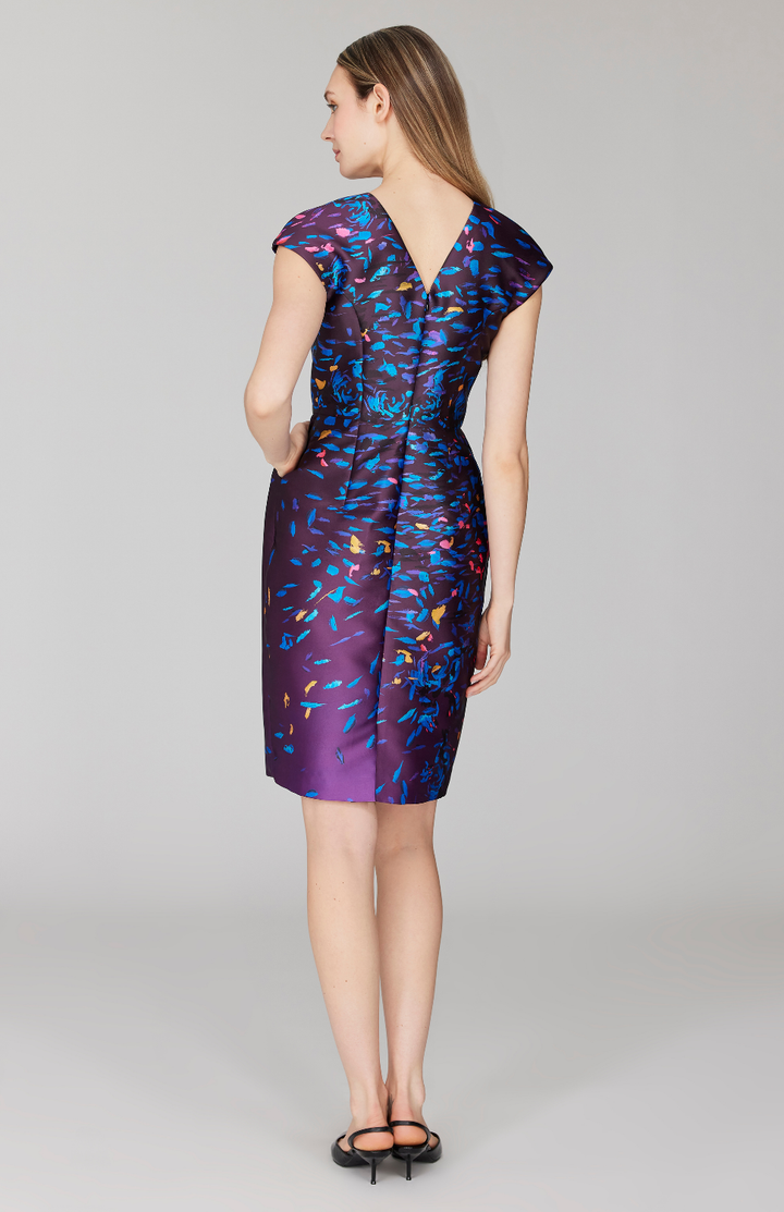 PREORDER Paint Dot Print Cap Sleeve Fitted Dress