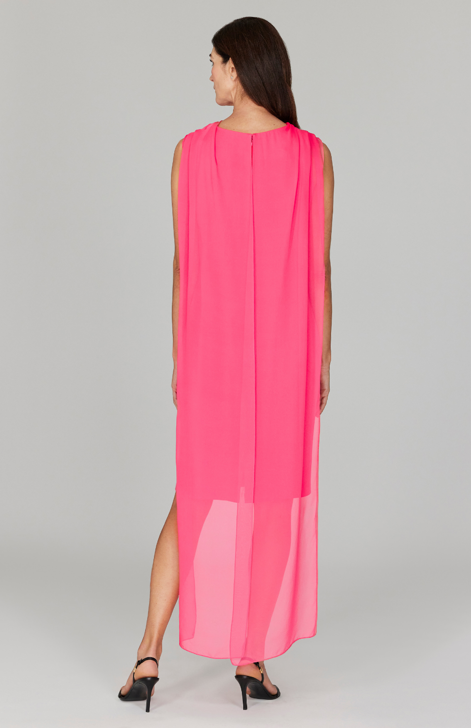 Silk Dress w/Draped Chiffon Scarf