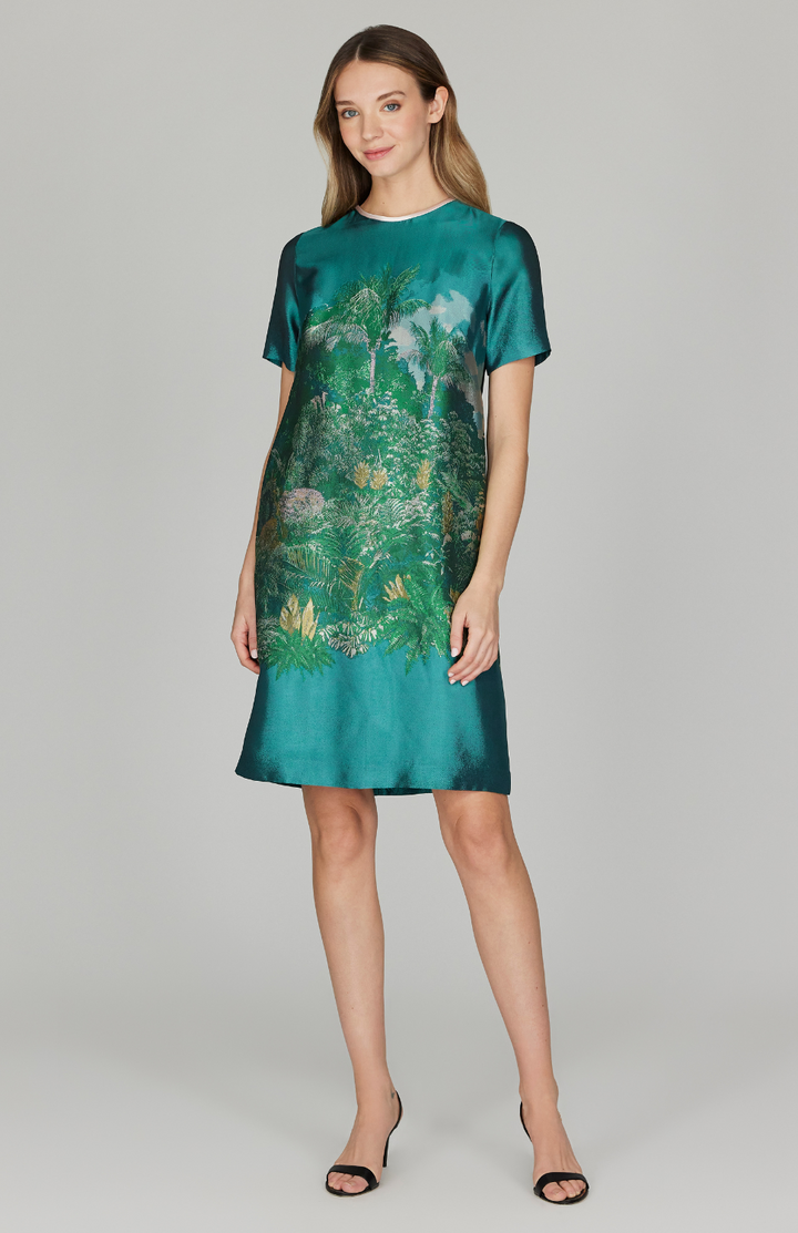 PREORDER Rainforest Jacquard Short Shift Dress