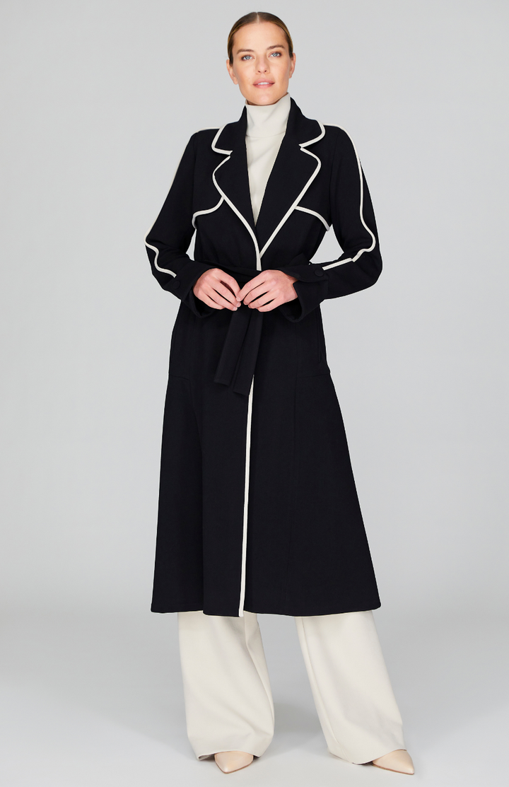 Double Face Trench Coat w/Contrast Bias