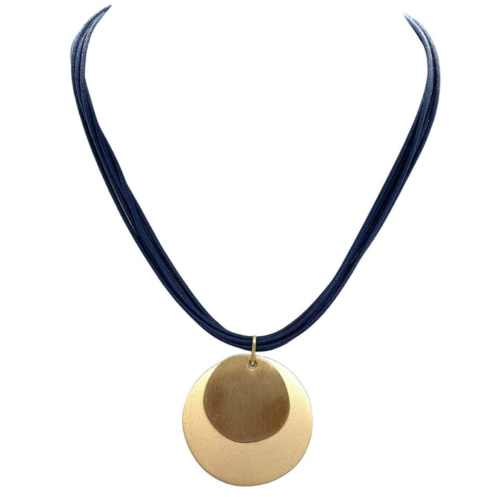 Matte Gold Double Chip Necklace on Olive Waxed Linen