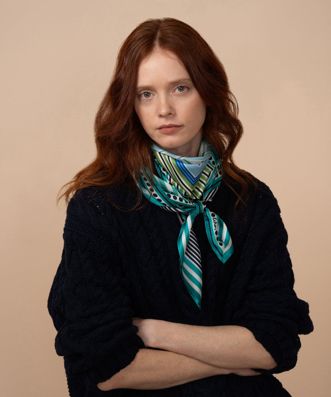Stripe Vortex 35" Silk Square Scarf