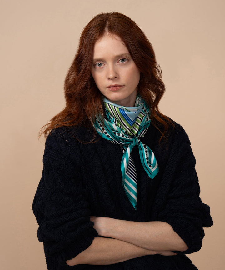 Stripe Vortex 35" Silk Square Scarf