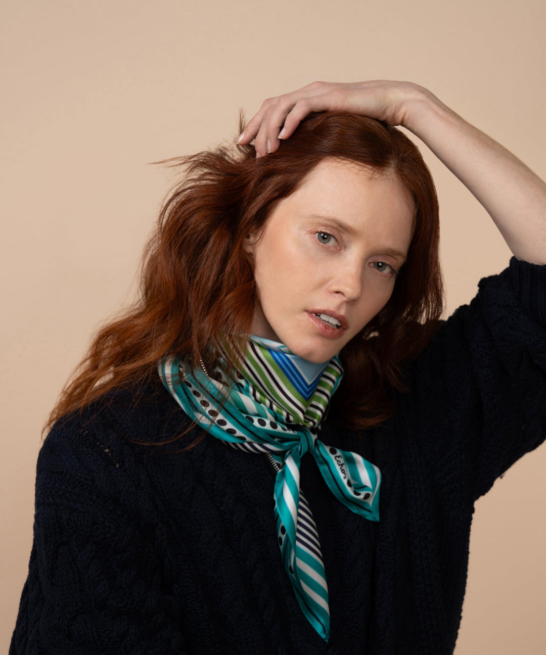 Stripe Vortex 35" Silk Square Scarf