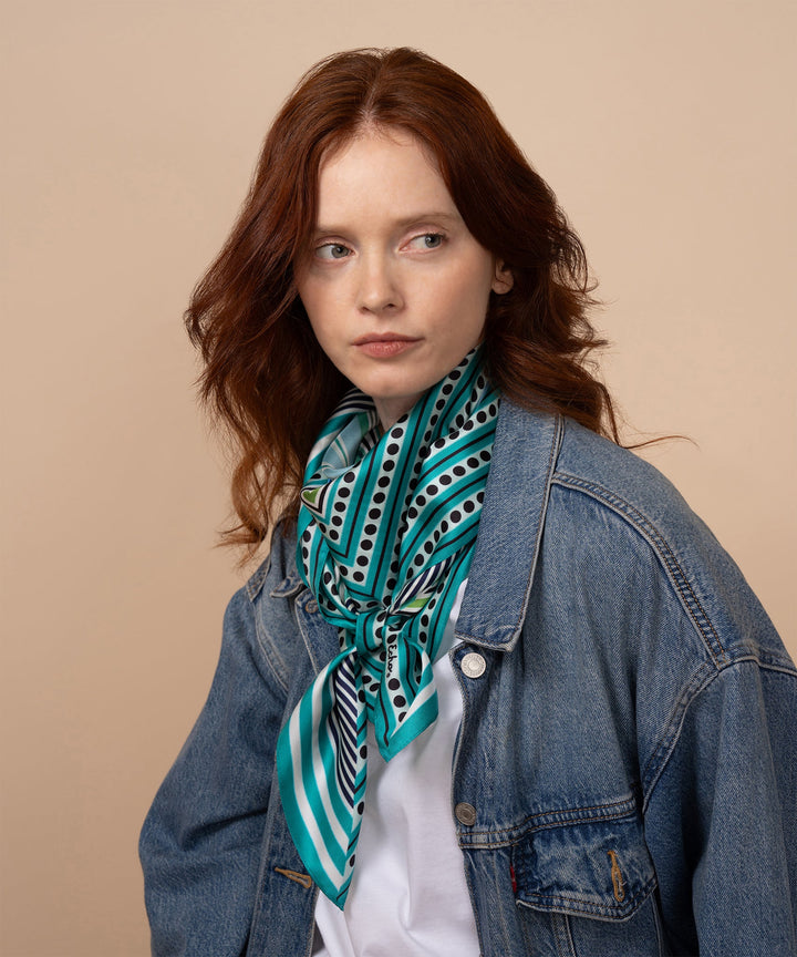 Stripe Vortex 35" Silk Square Scarf