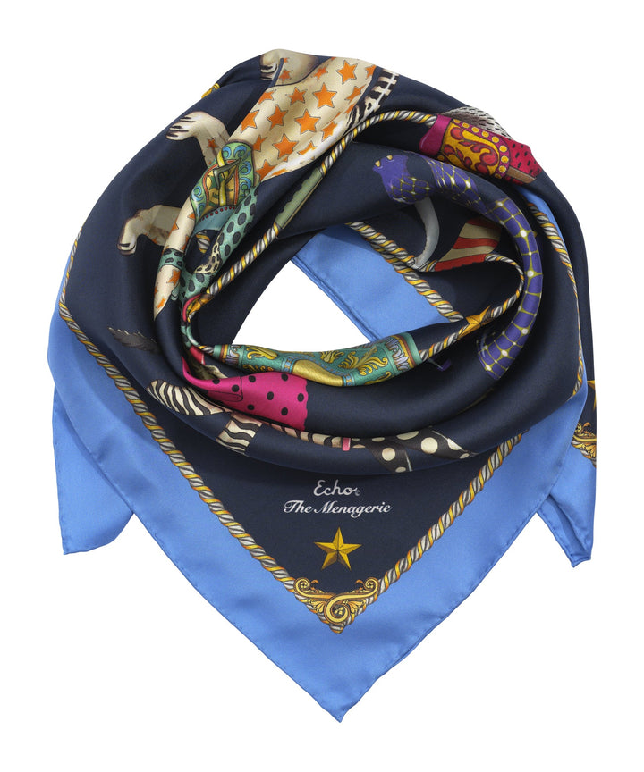 The Menagerie Silk Square in color Navy