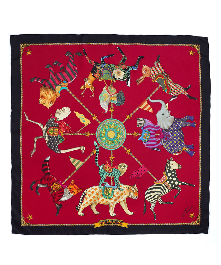 The Menagerie Silk Square in color Cerise