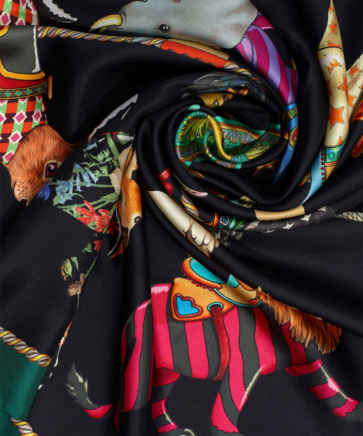 The Menagerie 35" Silk Square Scarf Color: Black